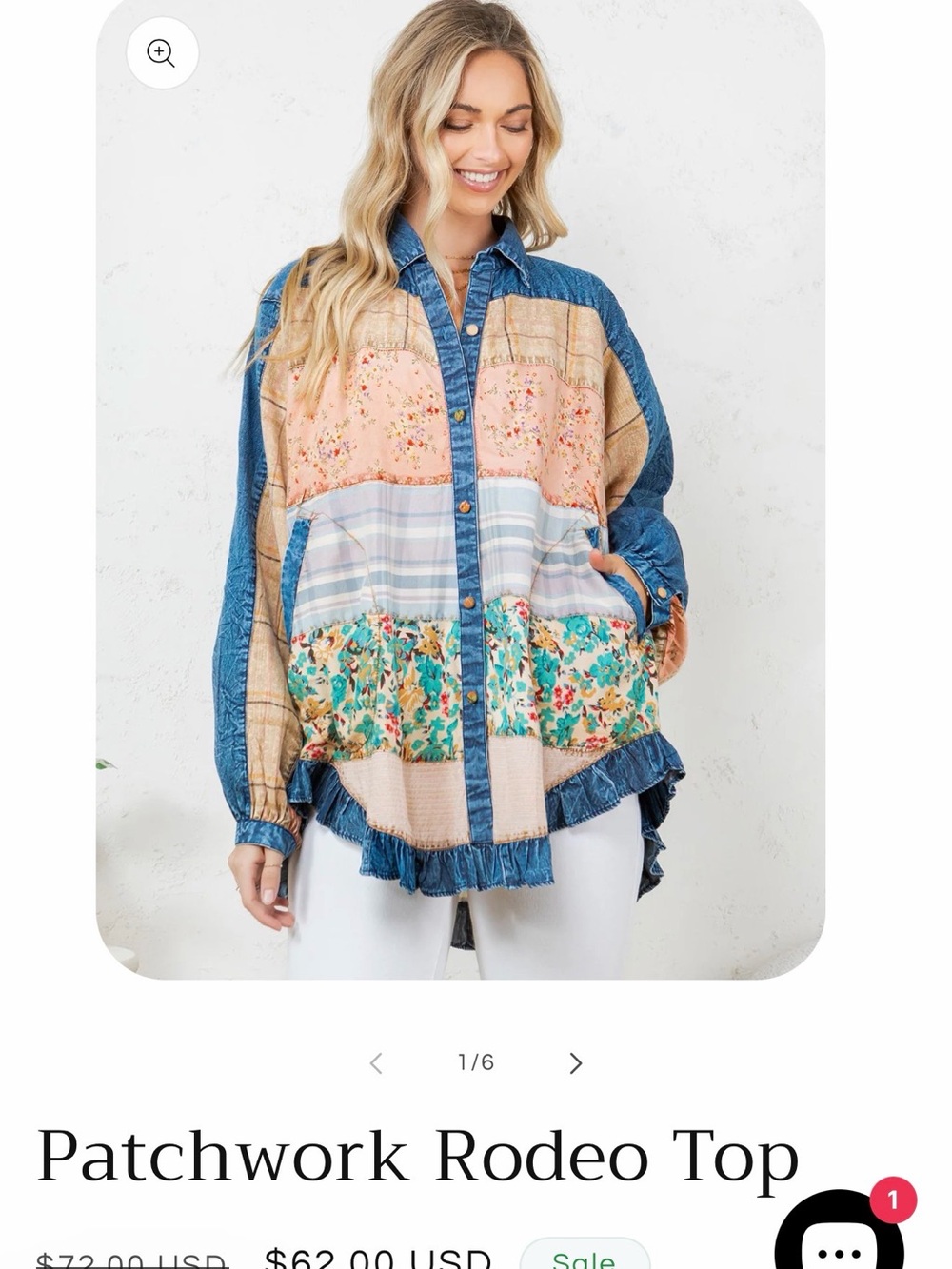 Young Threads Patchwork Rodeo Top Size Medium - Picture 6 of 6